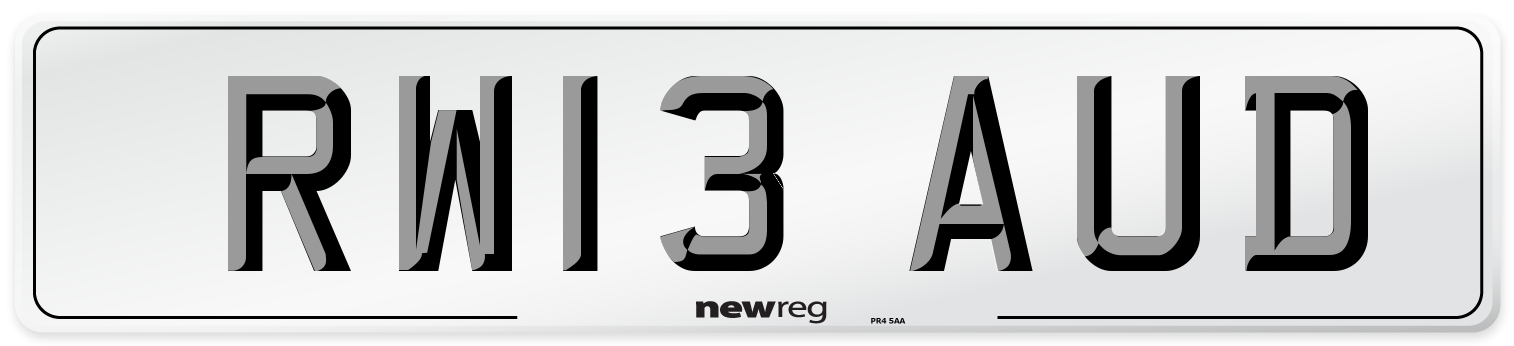 RW13 AUD Number Plate from New Reg